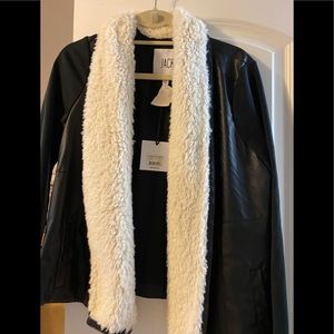 Faux leather and fur jacket